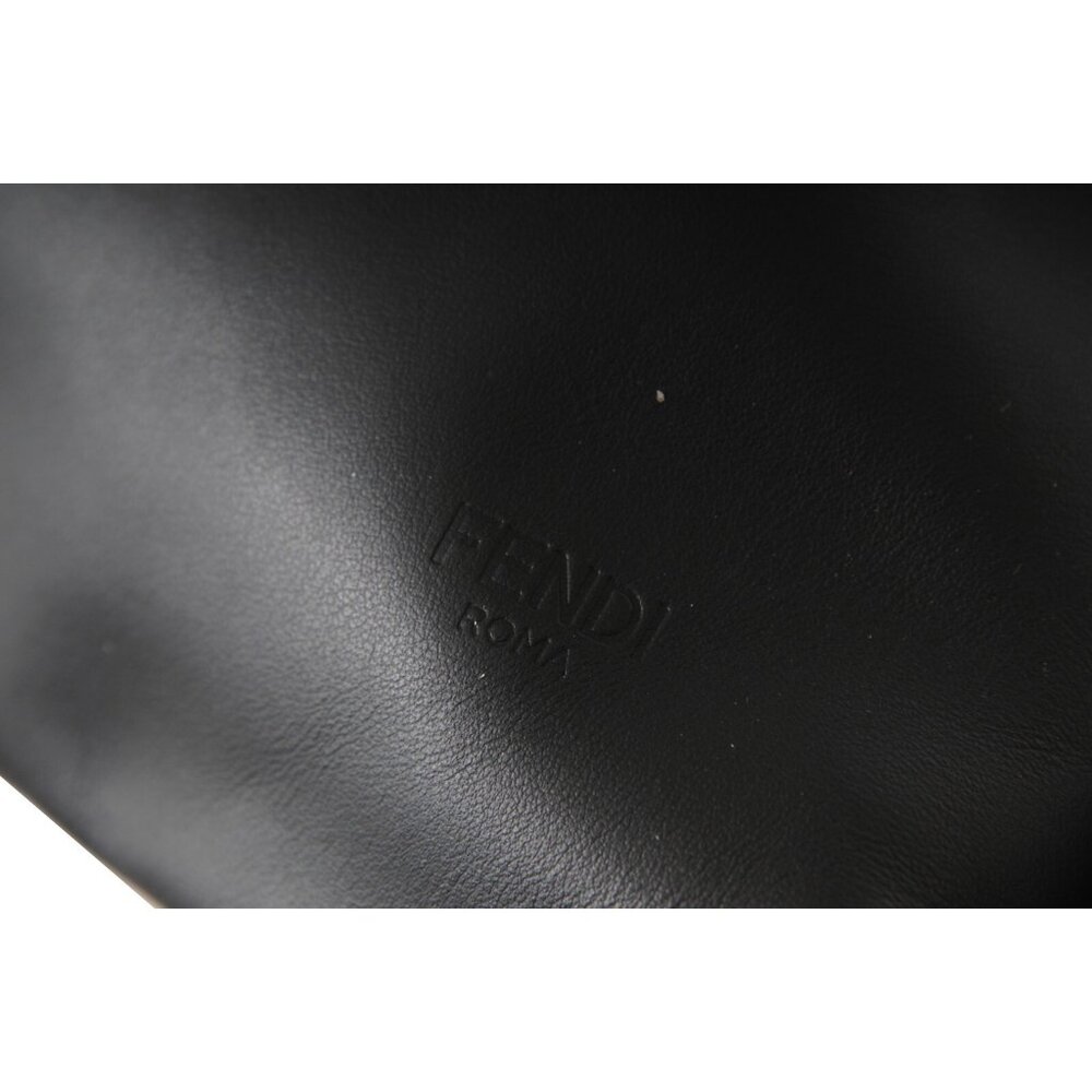 Fendi Mens Nylon Vitello Drawstring Backpack Black Leather Logo Yellow Straps - Picture 12 of 16